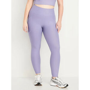 Old Navy High-Waisted PowerSoft Ribbed Pocket Leggings Size 2X in Ribbed Opaline